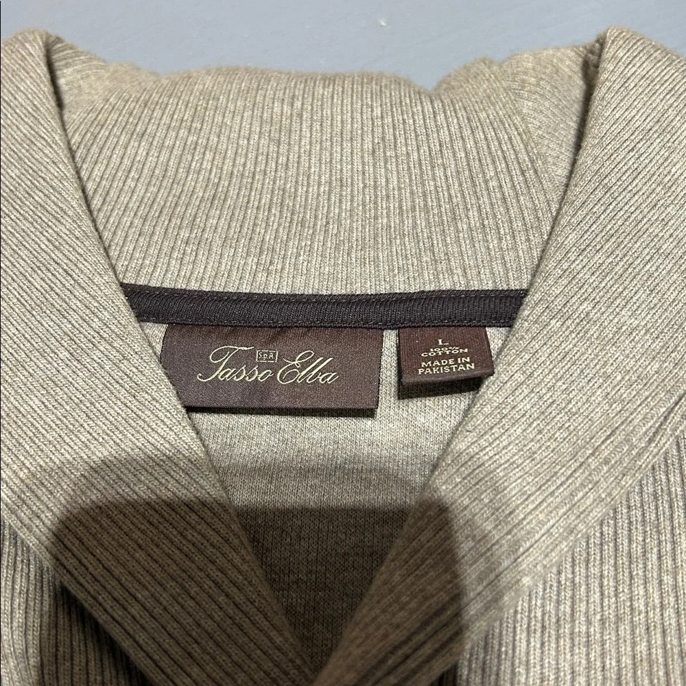 Tasso Elba Premium Collared Taupe Sweater